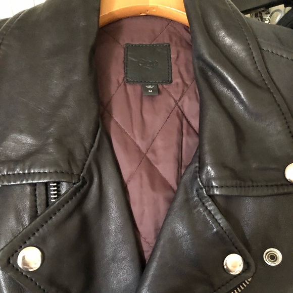 GAP Men’s Leather Jacket Lamb Shell Black Size Medium